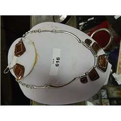 SILVER AND ONYX STYLE EARINGS AND NECK;ACE