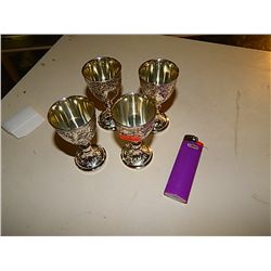 GOBLETS - 4 - SILVER? - NON FEROUS METAL