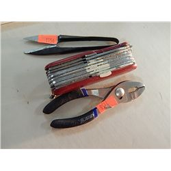 LARGE MULTIFUNCTION POCKET KNIFE, MINI SHEARS & MINI PLYERS - 3PC TOTAL