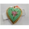 Image 1 : HEART LOCKET - GOLD STYLE - INLAID - (as-is rose inlaid slighly loose)