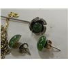 Image 3 : JADE STONE JEWELERY SET - INCLUDES 2 NECKLACES, PIN & EARINGS