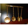 Image 1 : BRASS SPOON, FORK, STRAINER AND LADDLE - WITH HOLDER