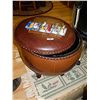 Image 2 : RETRO LEATHER OTTOMAN WITH STORAGE - AS-IS