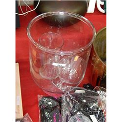 LARGE GLASS VASE AND 2 SMALL VASES