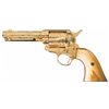 Image 1 : Cattle Brand Engraved Gold Plated First Generation Colt Single Action Army Revolver with Ivory Grips