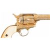 Image 3 : Cattle Brand Engraved Gold Plated First Generation Colt Single Action Army Revolver with Ivory Grips