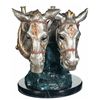 Image 1 : Davidson Signed Polychromed Bronze Bust of Two Draft Horses