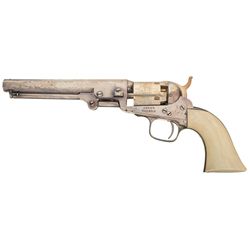 Exceptional Colt Model 1849 Pocket Revolver with Ivory Grips and Rare Hand Engraved Factory Sam Colt