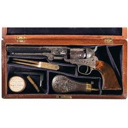 Exceptional and Historic, Deluxe, Colt Cased Gustave Young Factory Engraved Model 1849 Pocket Revolv