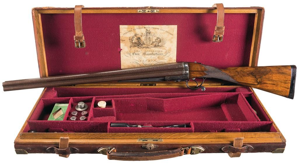 Spectacular Cased Charles Lancaster Quad Barrel Hammerless Shotgun with