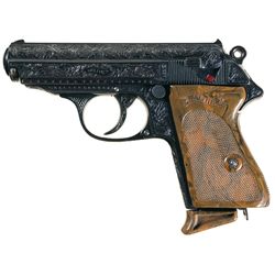 Walther Engraved PPK Semi-Automatic Pistol with Notarized Rankin Authentication Letter