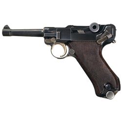 Exceptional Pre-World War II Krieghoff "S" Code Luger Semi-Automatic Pistol with Matching Magazine a