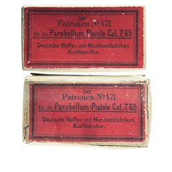Two Scarce Boxes of DWM Production 7.65 Parabellum Ammunition