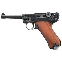 Excellent World War II Nazi 1940-42 Code Mauser Luger Pistol Rig with One Matching Magazine, Takedow