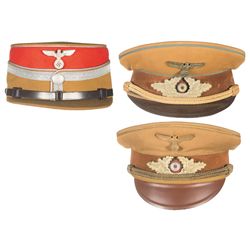 Three Nazi Party Style Caps Including a Reichleitung-Level Leader's Cap
