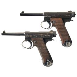 Collectors Lot of Two World War II Era Japanese Military Type 14 Nambu Semi-Automatic Pistols with H