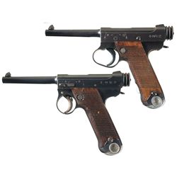 Collector's Lot of Two Japanese Military Type 14 Nambu Semi-Automatic Pistols with Holsters -A) 1943