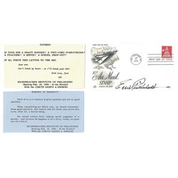 Signed Envelope from Top American World War One Fighter Ace Eddie Rickenbacker, and Two Pieces of Re