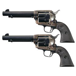 Cased Matching Pair of Consecutively Serial Numbered First Year Production Colt Second Generation Si