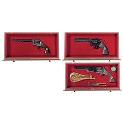 Three Unique Factory Custom Colt Bicentennial Revolvers Made for Colt Officer Gary French in a Walnu