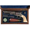 Image 1 : Deluxe Engraved Colt 1849 Pocket Model Revolver with Relief Carved Ivory Grip, British Case and Acce