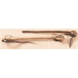 Two Native American Style War Clubs
