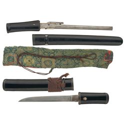 Rare Japanese Percussion Tanto Pistol and a Small Knife