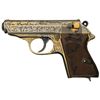 Image 1 : Engraved Gold Plated Himmler Marked Walther Model PPK Semi-Automatic Pistol