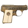 Image 3 : Scarce Factory Engraved and Gold Plated Walther Model 9 Semi-Automatic Pocket Pistol with Ivory Grip