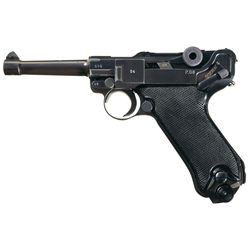 Excellent World War II "41" Dated "byf" Code Nazi Luger Rig with Two Magazines and Black Pigskin Lea