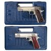 Image 1 : Collector's Lot of Two Colt Semi-Automatic Pistols with Cases -A) Stainless Colt MK IV Series 80 Gov