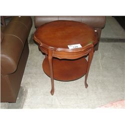 SOLID WOOD 2TIER ROUND SIDE TABLE