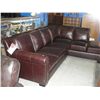 Image 1 : 2PC BURGANDY LEATHER SECTIONAL SOFA WITH BRASS BUTTON FRONT ACCENTS