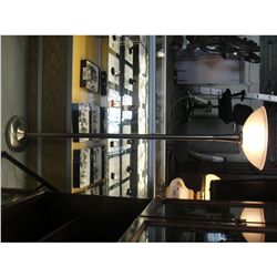 BRUSHED SILVER FINISH FLOOR LAMP WITH FROSTED WHITE GLASS SHADE