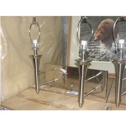 ONE PAIR OF BRUSHED SILVER WALL MOUNT ELECTRIC LIGHT SCONCES - NO SHADES