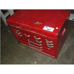 RED METAL MECHANICS TOOL BOX COMPLETE WITH ASSORTED TOOLS