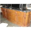 Image 1 : LARGE CARVED FRONT MAHOGANY  MARBLE TOPPED  MIRRORED BACK SIDEBOARD