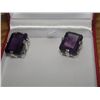 Image 1 : NEW 29.75CARAT EMERALD CUT VS CLARITY AMETHYST EARRINGS - SILVER. INCLUDES $1650 APPRAISAL DATED