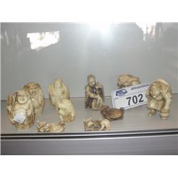 GROUP OF 10 ORIENTAL FAUX IVORY DECORATIVE  FIGURINES