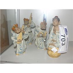 GROUP OF 5 ORIENTAL CLAY FIGURINES