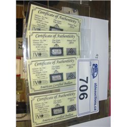 FOUR 2014 AMERICAN CERTIFIED .999 SILVER BARS WITH CERTIFICATE - TAX EXEMPT