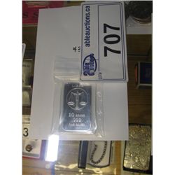 .999 SILVER LIBRA ART BAR IN CASE. TAX EXEMPT