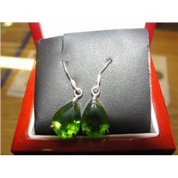 FRENCH HOOK .925 SILVER GREEN PERIDOT DROP EARRINGS. NEW