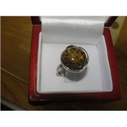 BALTIC AMBER CUSTOM MADE STERLING SILVER RING