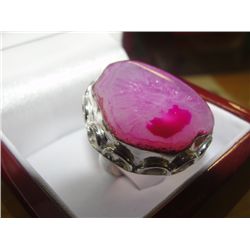 AFRICAN PINK AGATE CUSTOM MADE STERLING SILVER RING