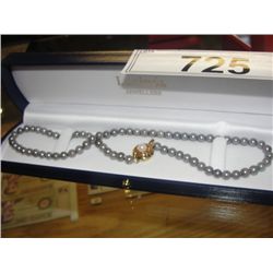 SILVER SALT WATER HAND TIED PEARL STRAND NECKLACE