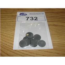 10X NAZI GERMAN WWII ZINC COINS. EAGLE AND SWASTIKA