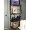 Image 1 : BLACK WROUGHT IRON AND WOOD 4 TIER SHELF UNIT