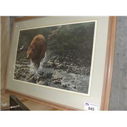 FRAMED LIMITED EDITION SIGNED AND NUMBERED SEEREY LESTER PRINT "GRIZZLY BEAR" #409/1250