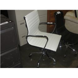 WHITE AND CHROME GAS LIFT OFFICE CHAIR